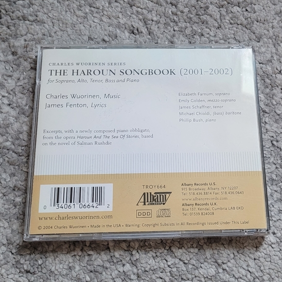 The Haroun Songbook Charles Wuorinen Series Music CD Ex-Library Rare - Picture 4 of 4